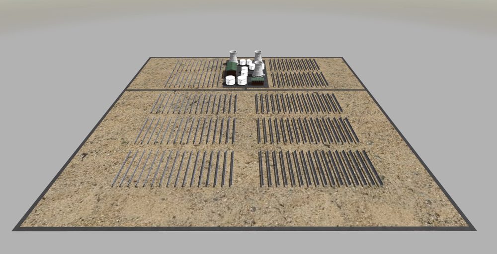 A 100 by 100 metre section of the La Africana thermosolar plant modelled in Gazebo